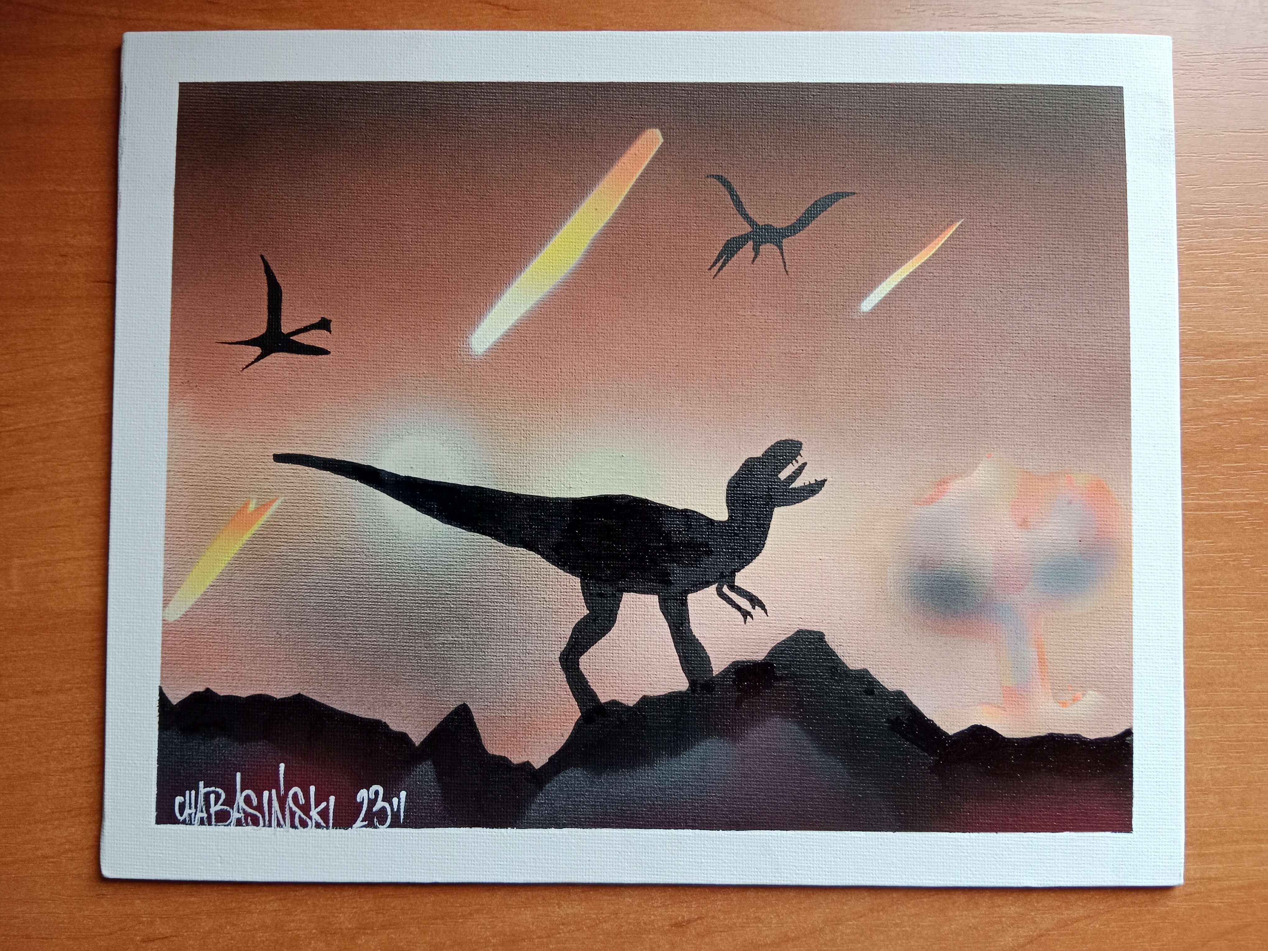 Zdjęcie graffiti Dinozaur i meteoryty